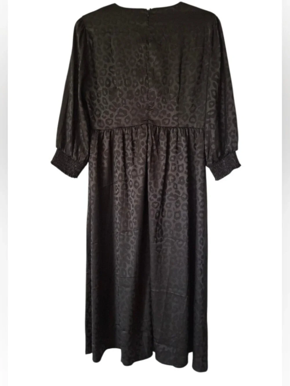 NWT Mittoshop Monochromatic Black Satin Jacquard Midi Dress